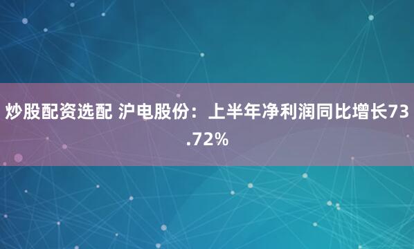 炒股配资选配 沪电股份：上半年净利润同比增长73.72%